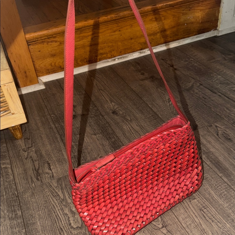 Woven Red Shoulder Bag - Stylish Crossbody Carry